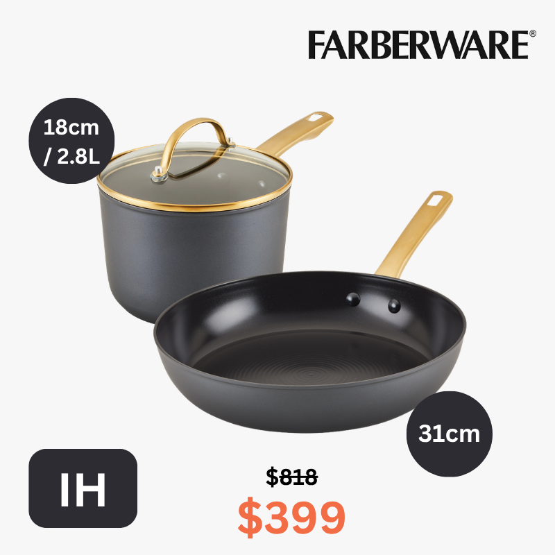 
                  
                    Farberware - 2件陶瓷易潔廚具套裝 (31CM 陶瓷易潔煎鍋 + 18CM/2.8L 陶瓷易潔有蓋單柄鍋 )
                  
                