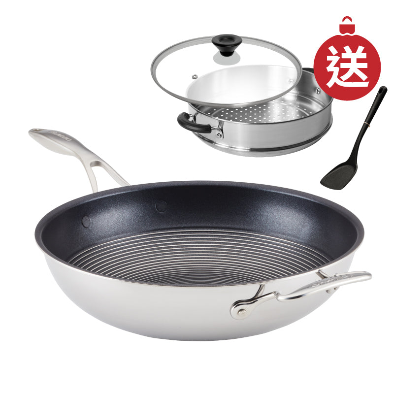32CM 不銹鋼複合金易潔深炒鍋