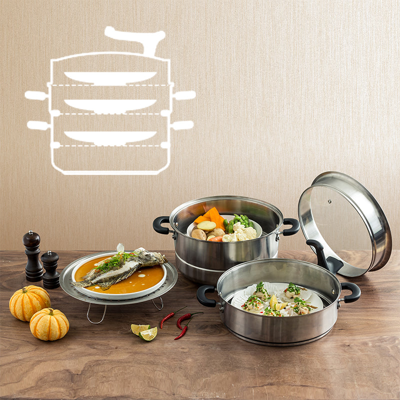 
                  
                    28CM/8.5L Stainless Steel Steamer Set with Lid
                  
                