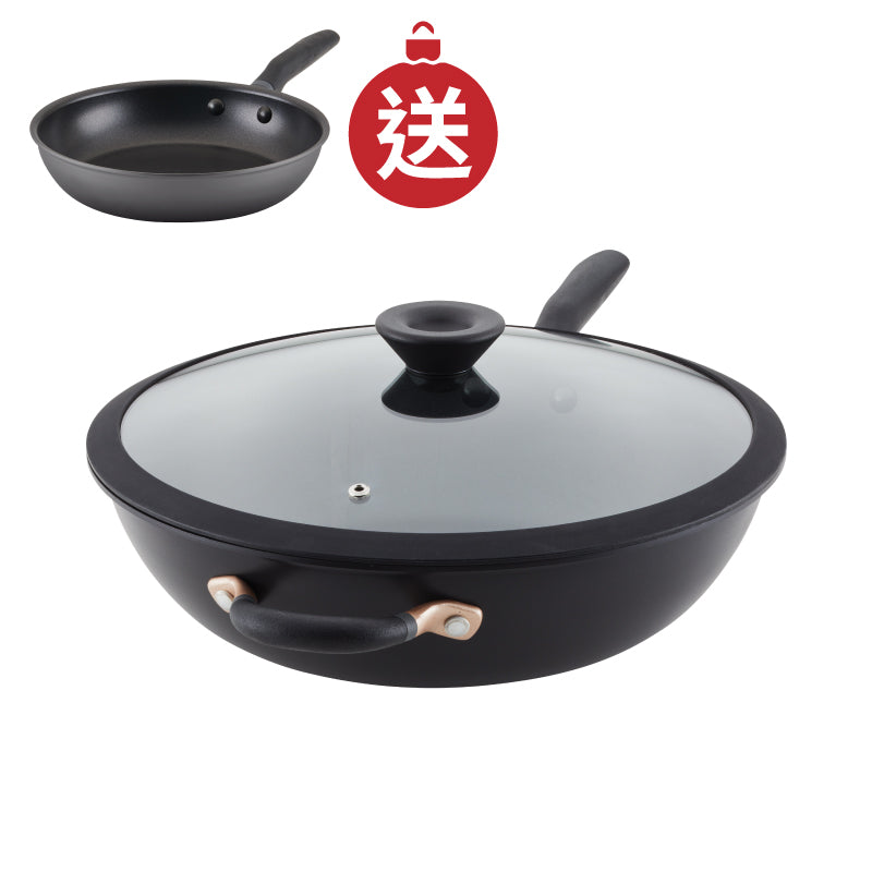 32CM 特耐用易潔炒鍋連玻璃蓋
