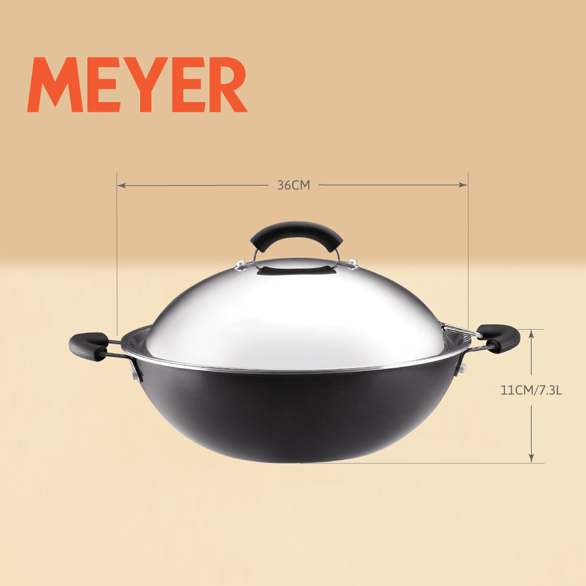 36CM 易潔有蓋中式鑊